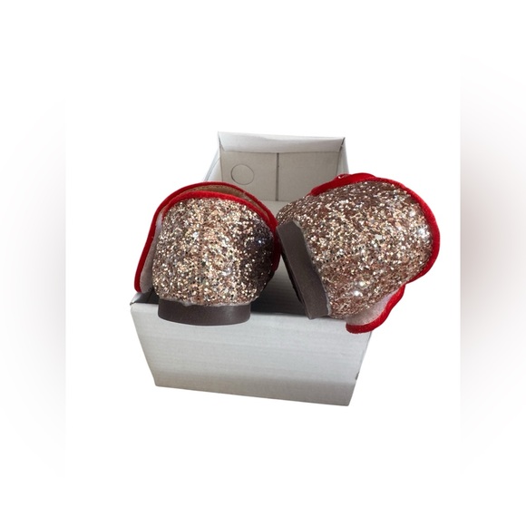 NWOT- Enchanted Toddler Girls Gold Sequined Red Velvet Mary Jane Flats SZ- 11 - Picture 9 of 13